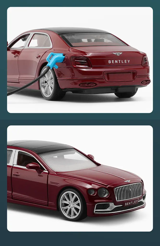 Колекційна металева модель автомобіля Автопром Bentley Flying Spur Hybrid із зарядною станцією, інерцією, світлом та звуком 1:38 - фото 7
