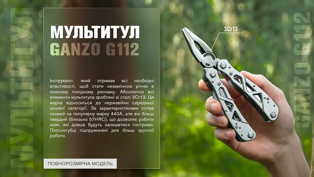 Мультитул Ganzo Multi Tool (G112), Сріблястий - фото 17