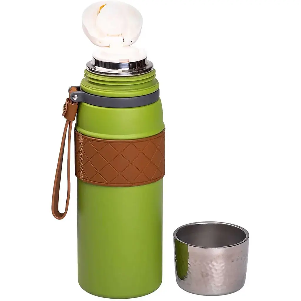 Термос 700 мл с крышкой флип топ и ситечком, зеленый Yiwu HP-14-7GR - фото 3
