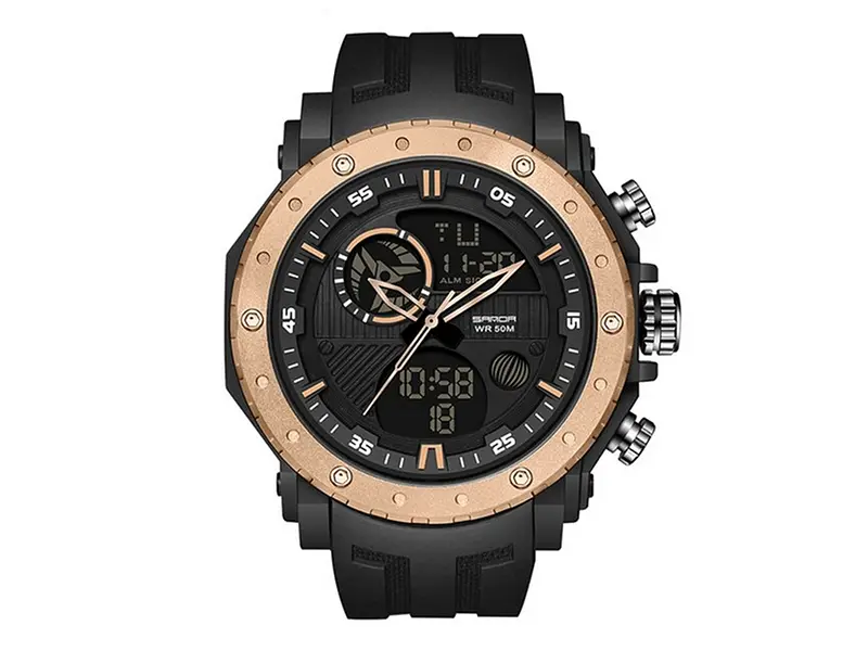 Чоловічий наручний годинник 6012 Black-Rose Gold Sanda acs0030973 - фото 2