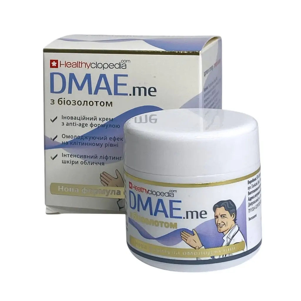 Крем для обличчя DMAE з біозолотом 30 ліфтинг ефект Heathyclopedia Elixir 50 мл
