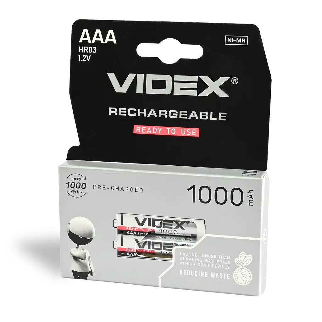 Акумулятори Videx HR03/AAA 1000mAh double blister/2шт VIDEX (23336-000)