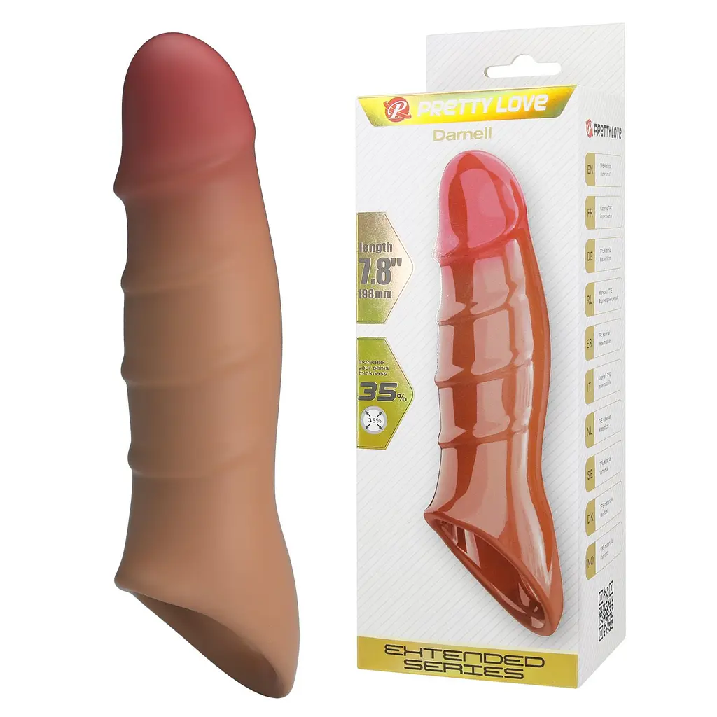 Подовжуюча насадка на член Pretty Love Damell Penis Sleeve, +2.8 см - фото 9