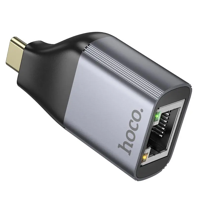 Перехідник Hoco UA35 Type-C to RJ45 Metal grey - фото 2