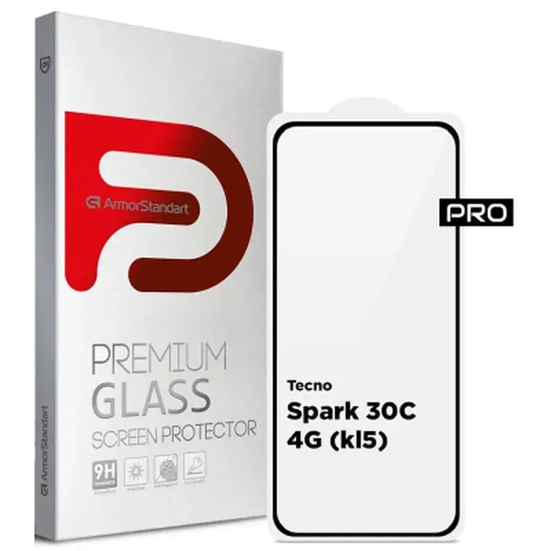 Скло захисне Armorstandart Pro Tecno Spark 30C 4G (kl5) Black (ARM81169)