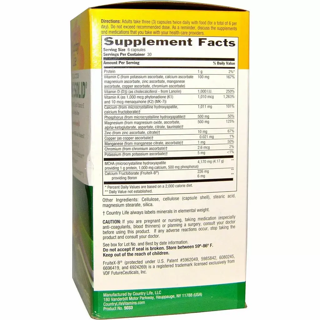 Вітаміни Country Life Укріплення кісток потрійна дія 180 капсул - фото 2