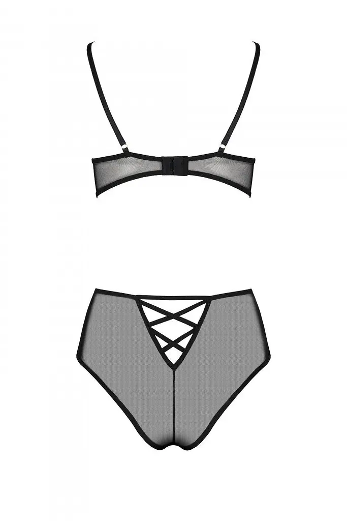 Комплект еротичної білизни: відкритий бюстгальтер та трусики Passion Lovelia Bikini, XXL/XXXL (чорний) - фото 6