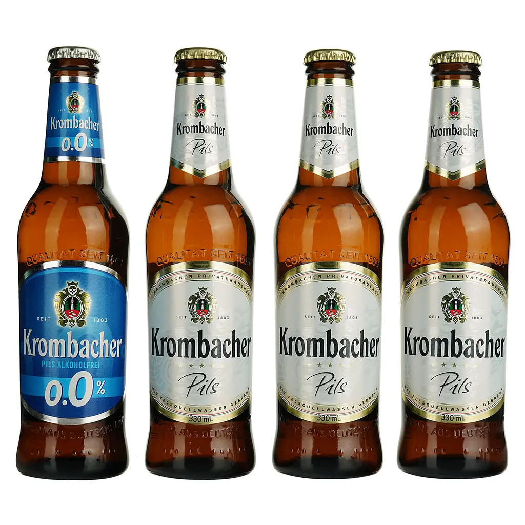 Набір пива: Krombacher Pils 4.8% 0.99 л ( 3 шт. x 0.33 л) + Krombacher б/а 0% 0.33 л + келих - фото 2