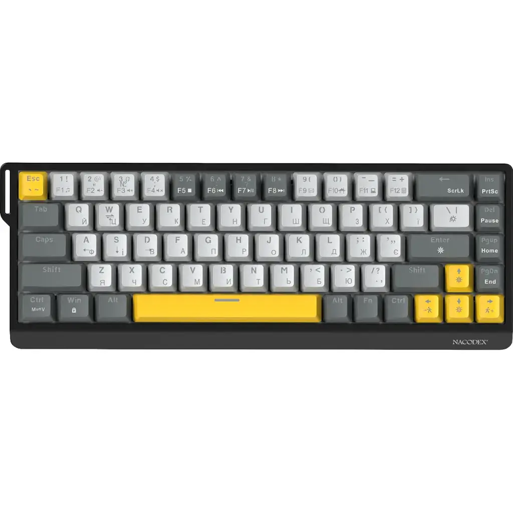 Клавіатура Ajazz x NacodeX NK68 V2 Red Switch LED USB UA Black/Grey/Yellow (NK68-V2-R-BGY) - фото 2