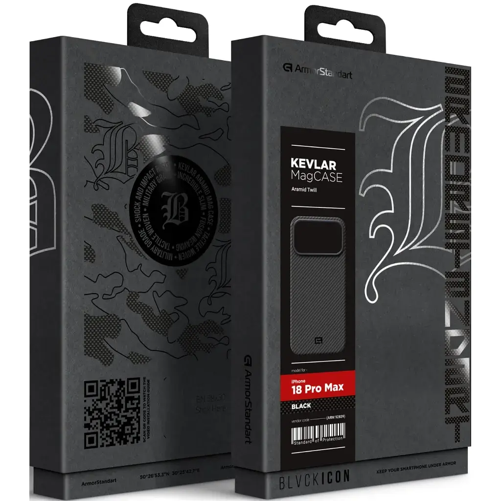 Чохол до мобільного телефона Armorstandart BlackIcon Aramid Twill MagCase Apple iPhone 18 Pro Max Black (ARM92839) - фото 10