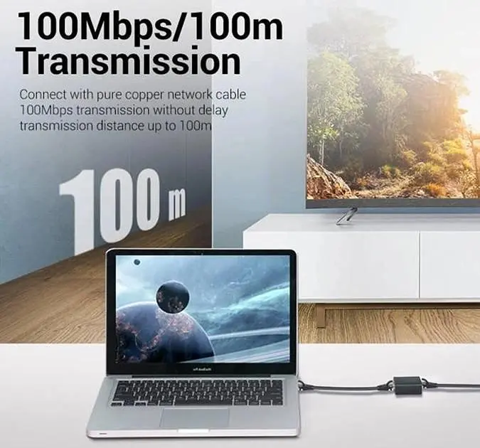 Розгалужувач мережевого кабелю Vention RJ45 до 100 мб/сек, чорний (IPTB0) - фото 2