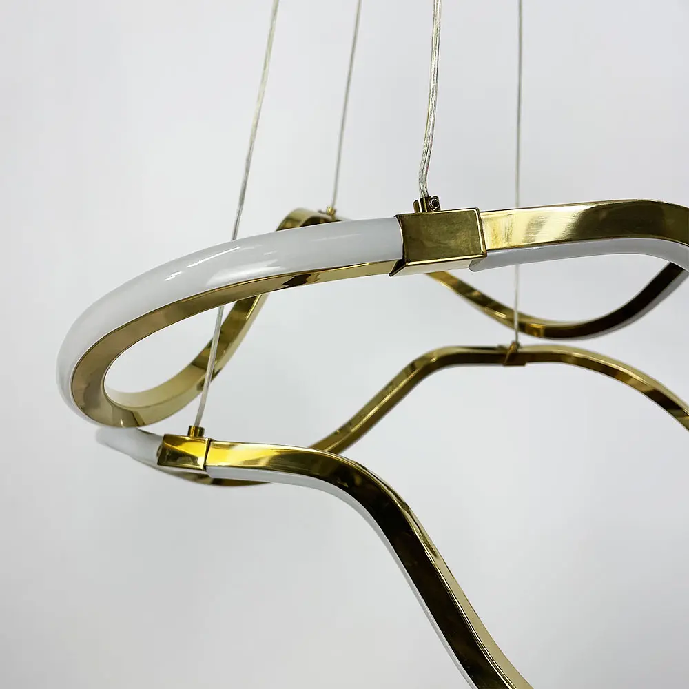 Золотая люстра с двумя волнообразными кольцами d70 см Ст. Y 405-700+700 GD Line F - фото 5