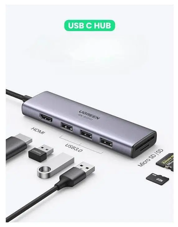 Мультипортовий адаптер - хаб Ugreen 6-in-1 Usb-C Hub Premium (60383) - фото 2