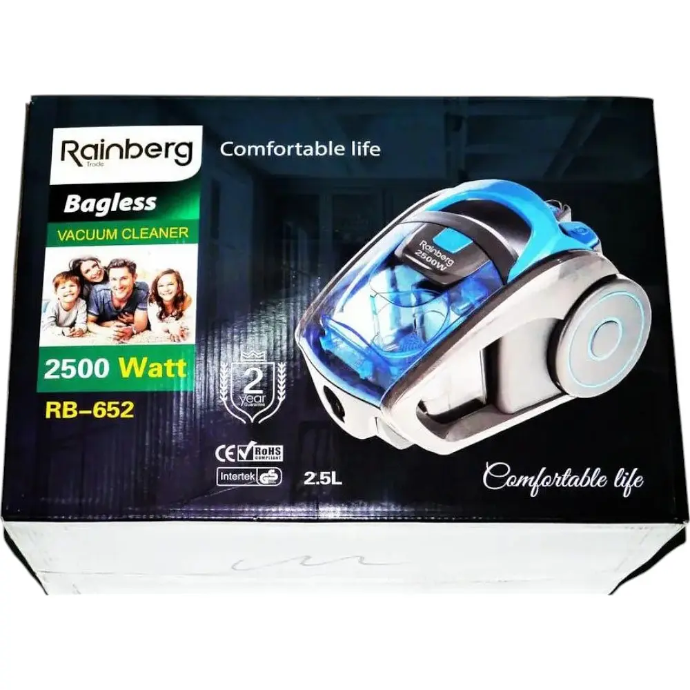Контейнерный пылесос Rainberg RB-652 мощный для сухой чистки дома без мешка колбовой с турбощеткой 2500ВТ - фото 8