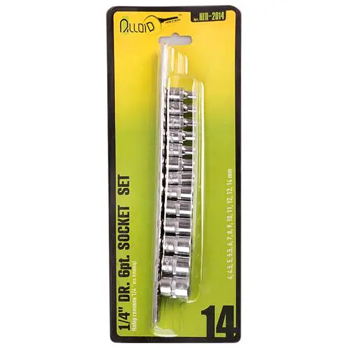 Набір головок Alloid 1/4" на планці (4, 4.5, 5, 5.5, 6, 7, 8, 9, 10, 11, 12, 13, 14 мм) 14 шт (НГП-2014) - фото 2