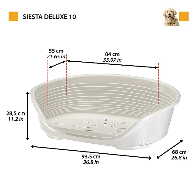 Пластиковий лежак для собак і котів Ferplast Siesta Deluxe 10 бордовий 93,5×68×28,5 см 70210929 - фото 2