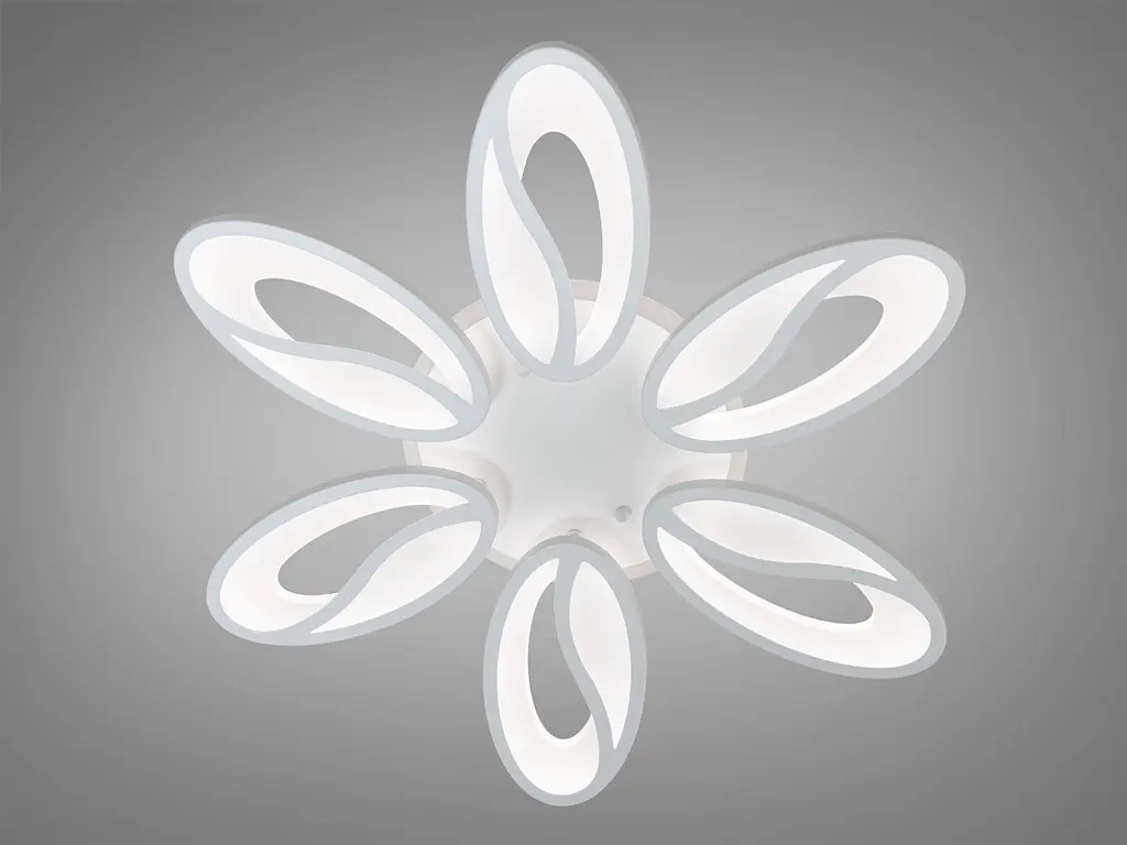 Люстра стельова LED Diasha 8090/6WH, 80W, 3200K-6500K, білий метал, сучасний стиль, з пультом, диммер, для дому - фото 3