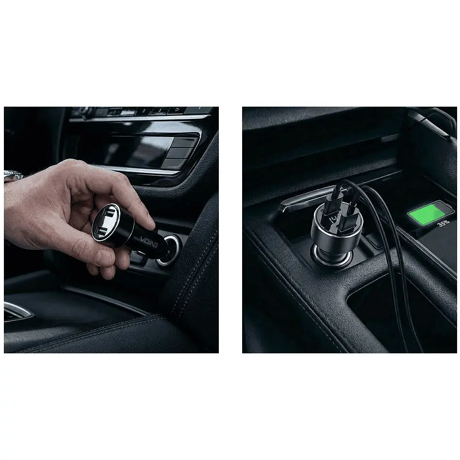 Автомобільний зарядний пристрій Voin 2USB 12/24V - 5V 3.1A + вольтметр (C-31209BK) - фото 4