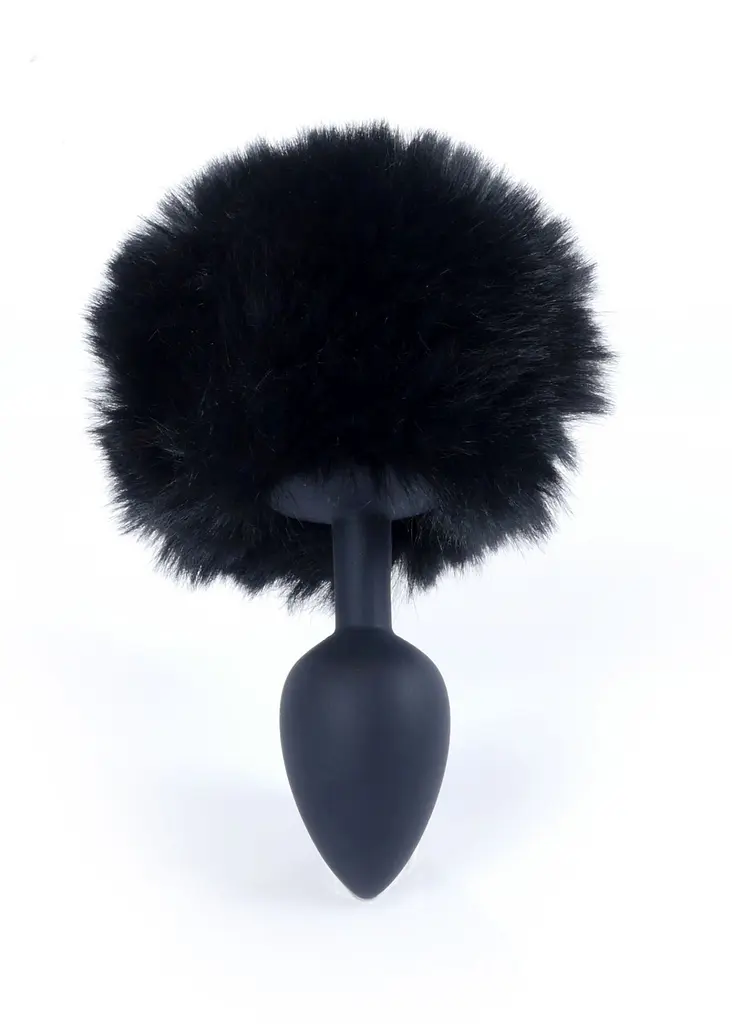 Анальна пробка - Bunny Tail Silicone Black Plug Black - фото 2