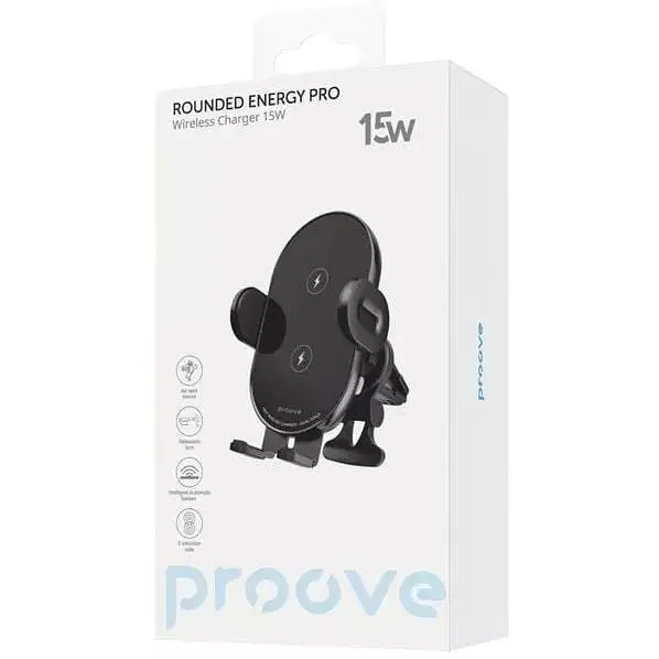 Автодержатель с беспроводной зарядкой Proove Rounded Energy Pro 15 W (WHRP15010001) черный - фото 2