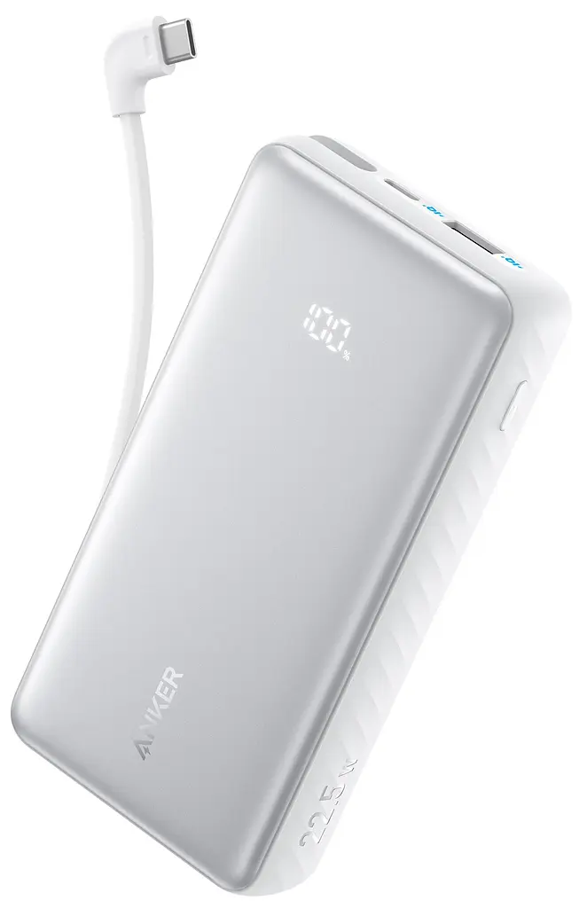 Портативний зарядний пристрій - 10000 mAh 22.5W Built-In USB-C Cable White Anker teh0027055 - фото 2