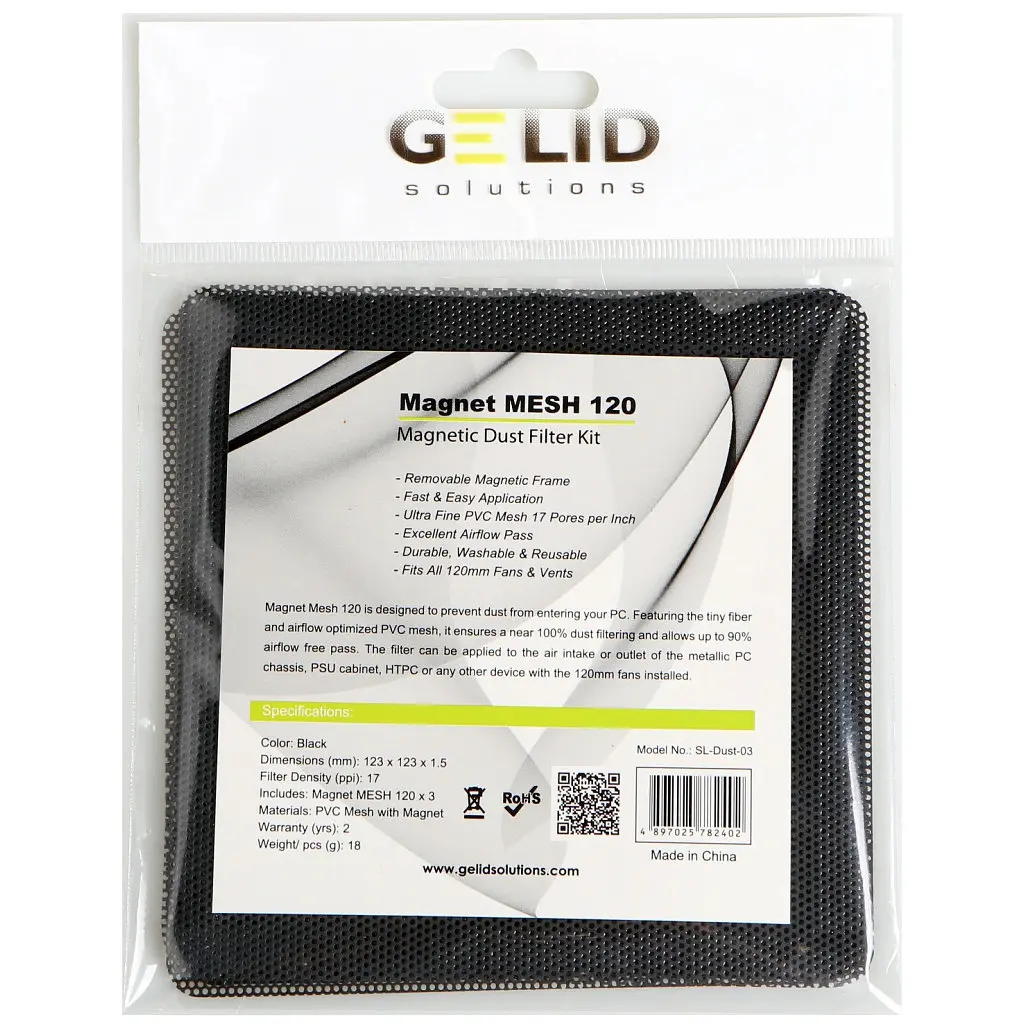 Пиловий фільтр для ПК Gelid Solutions MAGNET MESH DUST FILTER 120 3pcs (SL-Dust-03) - фото 3