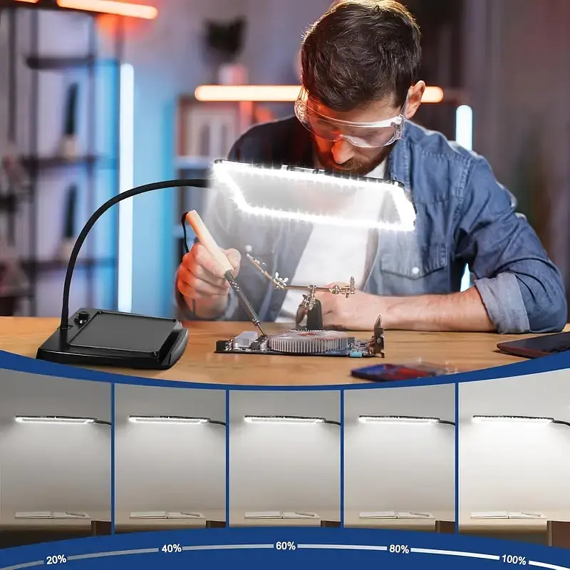 Лупа з LED підсвічуванням від USB на штативі гнучкий трансформер 5-кратне збільшувальне скло універсальне 24×17см Brighter Viewer 8079-2 - фото 4