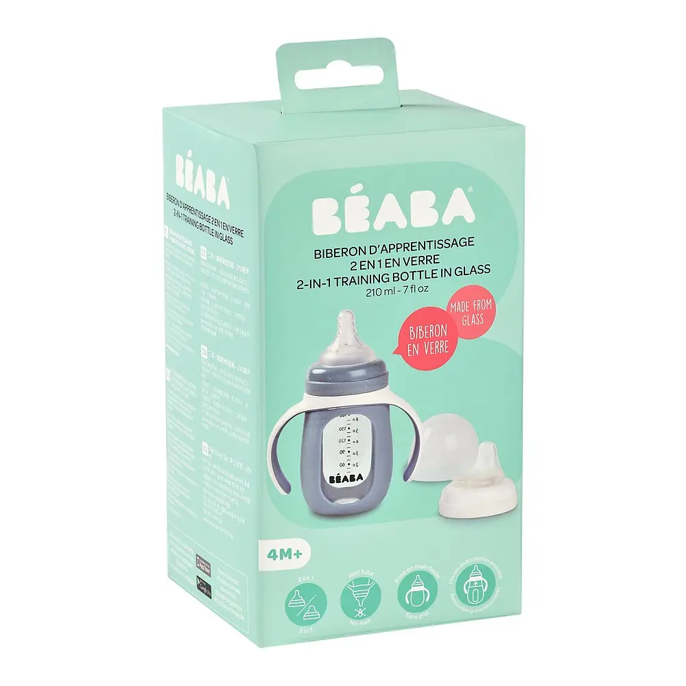 Поильник стеклянный Beaba 2 в 1 210 мл синий (913519) - фото 5