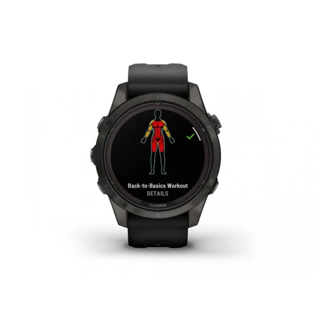 Смарт-годинник Garmin Fenix 7S Sapphire Solar Carbon G. DLC Tit. with Black Band (010-02776-10/11) - фото 5
