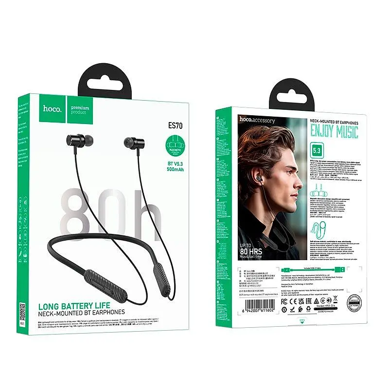 Наушники Hoco Armour neck-mounted BT earphones ES70 BT5.3, 80h - фото 3