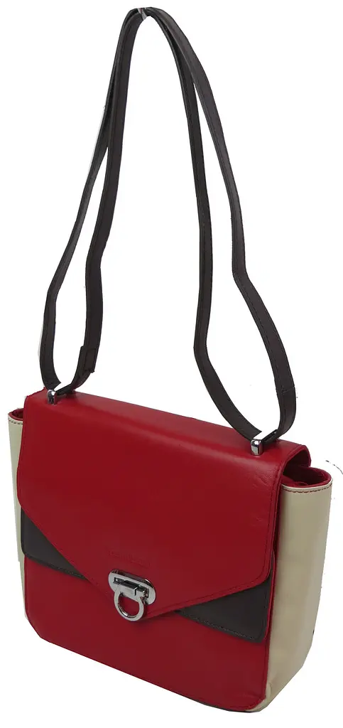 Невелика жіноча шкіряна сумка Giorgio Ferretti 35553SD04 Червона з бежевим - фото 4