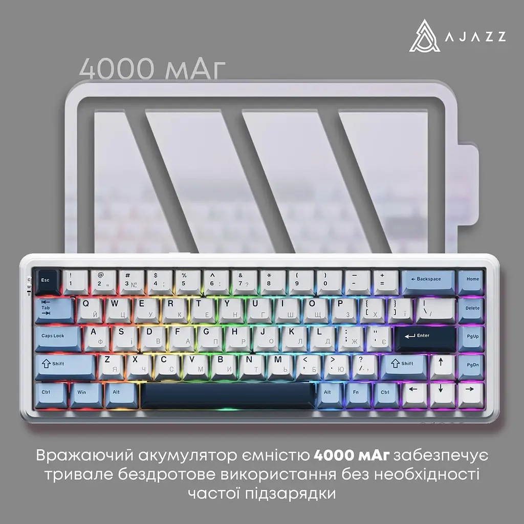 Клавіатура Ajazz AK680 MAX (8+8K) Magnetic Switch Blue White Dark Blue Keycaps (AK680-M-BWD-A) - фото 6