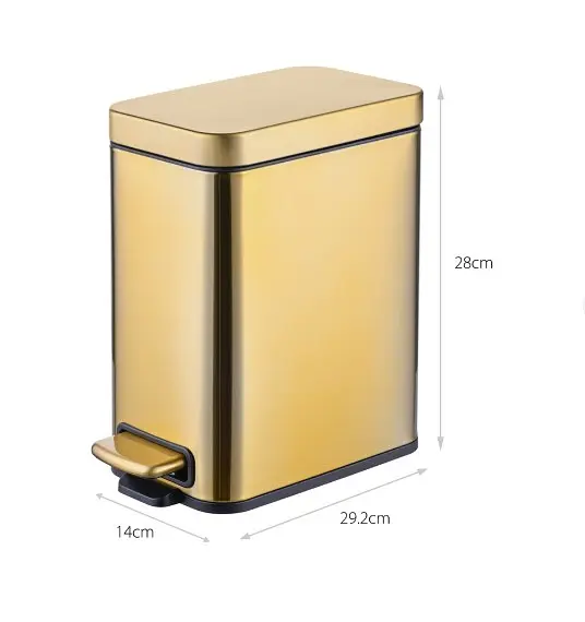 Відро для сміття Mixxus Premium Quadro-TC0105 Brushed Gold з плавним закриттям, прямокутне 5 л золотий (MI8394) - фото 9