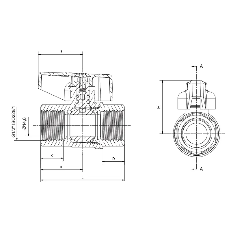 Кран кульовий Газ, Roho R211-050G - 1/2" ВВ ручка "метелик" жовта Roho R111-050G - 1/2" Вз RO0242 - фото 2