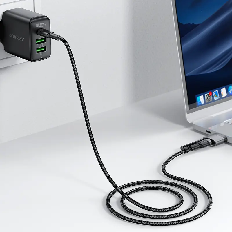 Кабель ACEFAST C22-05 USB-C to USB-C/magnetic aluminum alloy charging data cable Black (6974316285151) - фото 6