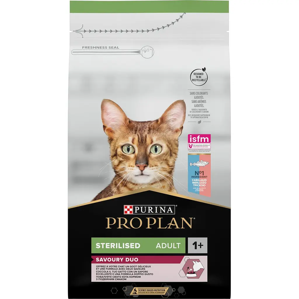Сухий корм для дорослих стерилізованих котів Purina Pro Plan Sterilised Adult 1+ Savoury Duo з тріскою та фореллю 1.5 кг - фото 2