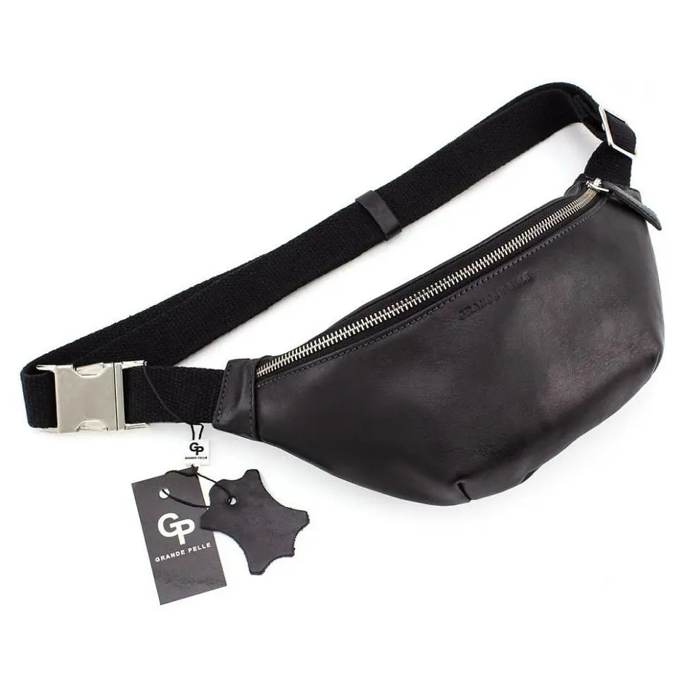 Жіноча шкіряна сумка-бананка GRANDE PELLE 11×26×7 см sum0026373 - фото 8