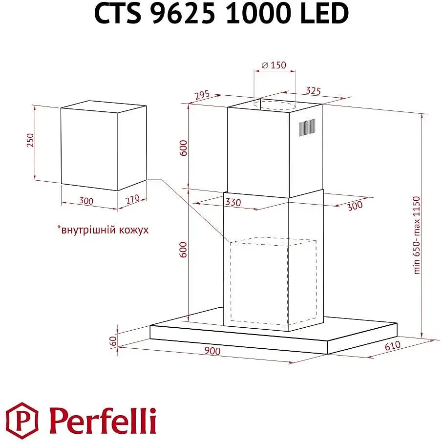 Витяжка Perfelli CTS 9625 I 1000 LED - фото 12