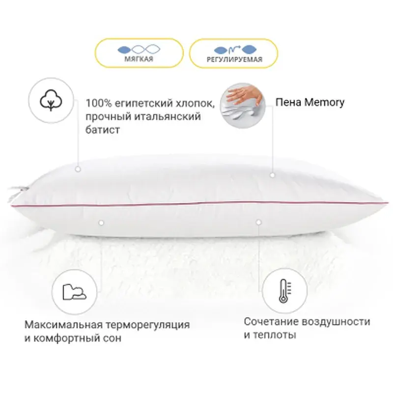Подушка MirSon 1492 DeLuxe memory effekt М'яка 40х60 см (2200001539693) - фото 3