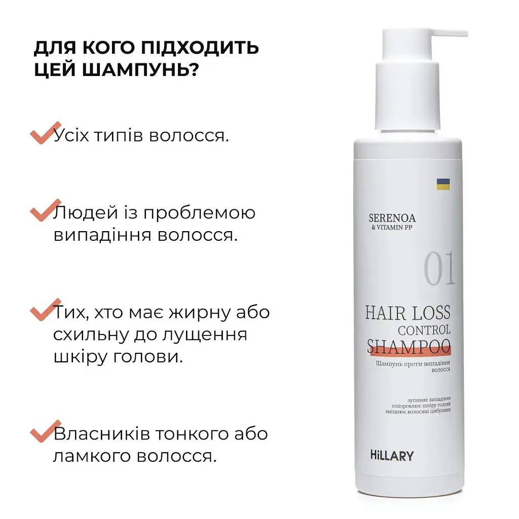 Шампунь Hillary Serenoa & РР Hair Loss Control проти випадіння волосся 250 мл - фото 3