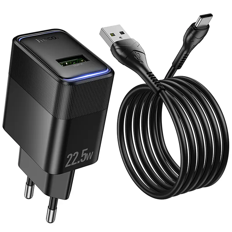 Мережевний зарядний пристрій Hoco CS111A Lounge PD22.5W 1USB-C + кабель USB to Type-C Black - фото 4