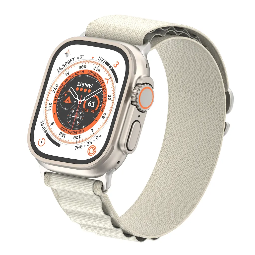 Ремінець для Apple Watch 42 (Series 11-10)/41/40/38, бежевий, Alpine Loop Alpina Band, тканинний поліестеровий ремінець для смарт-годин, дихаючий, для активного відпочинку та спорту, ArmorStandart (ARM64974) - фото 4