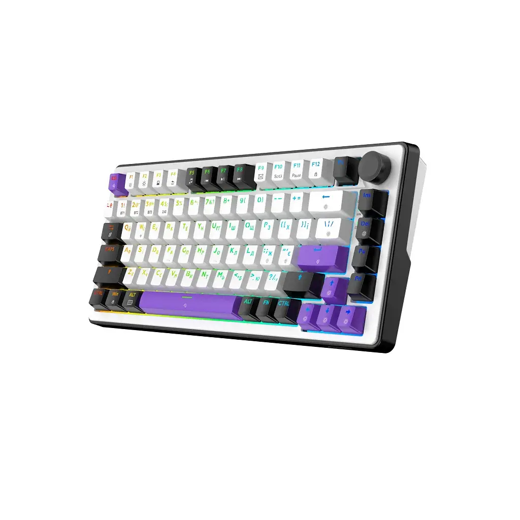 Клавіатура Hator Hellyberry HK75 Mechanical Linear RGB Wireless/Bluetooth/USB UA White/Violet (HK75_wireless) - фото 3
