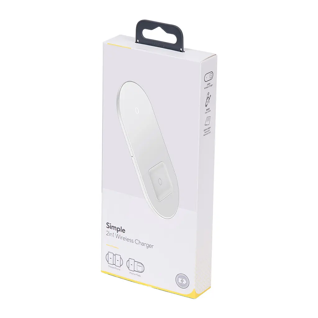 Беспроводное зарядное устройство для Baseus Simple 18W 2 in 1 Белый (WXJK-02) - фото 3