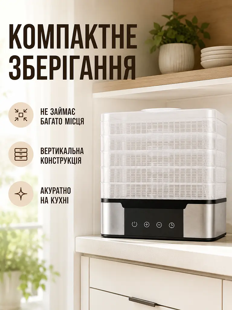 Дегідратор для овочів і фруктів 350 Вт на 5 піддонів 28×21×30 см (49676091) - фото 5