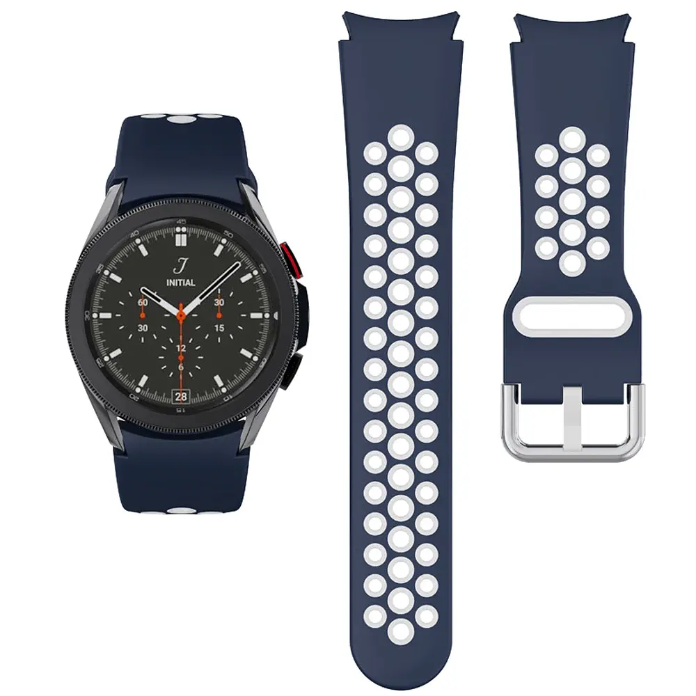 Браслет Galaxy Uniq для Samsung Galaxy Watch 4 - сине-белый ширина крепления 20мм силикон Watchbands (W40-4WB84125839) - фото 3