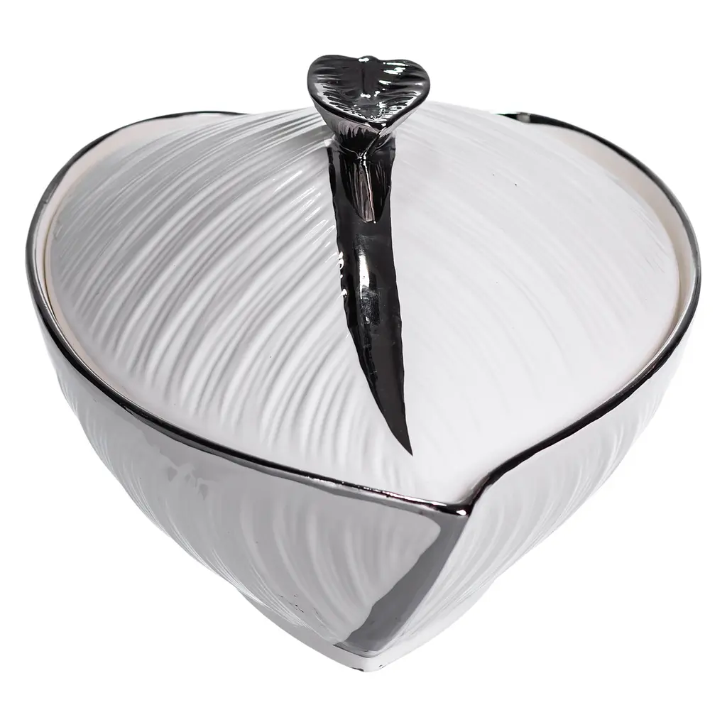 Супница 1.5 (л) фарфоровая кастрюля бульонница 32×21×16 (см) с крышкой для дома и ресторана Белый с серебром Yiwu XL-4054AS - фото 3