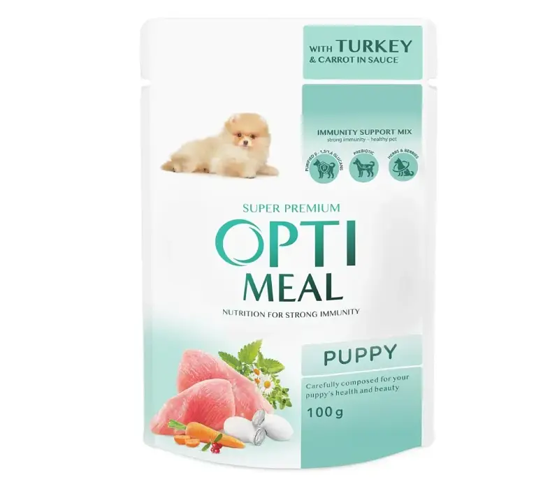 Вологий корм для цуценят Optimeal Puppy 100 г - індичка та морква