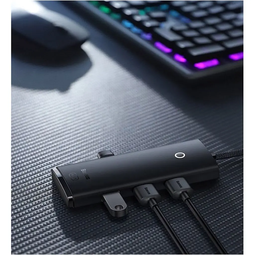 USB-хаб Baseus Lite Series 4-in-1 Hub Adapter Black (WKQX030101) [136670] - фото 8