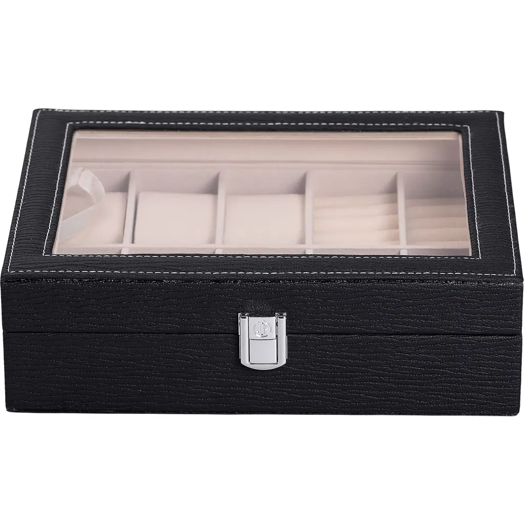 Скринька-органайзер Yiwu для прикрас та аксесуарів із накидним замком 25.5x20x7.5 см чорна HP-5-6B - фото 4